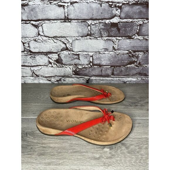 Vionic Bella 2 Red Synthetic Bow Casual Thong Sandals Women’s Sz 8.5M US/40EU - Picture 3 of 16
